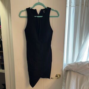 Windsor Black Asymmetrical V-Neck Cocktail Dress